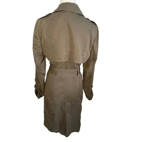 New York & Company Women’s Small Green‎ Silky Tie Closure Long Jacket - Picture 3 of 4